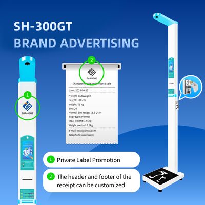 Coin-Operated Height Scale Print Report Public Use Height Scale Machine LCD Color Ultrasonic Height Weight Measure Machine